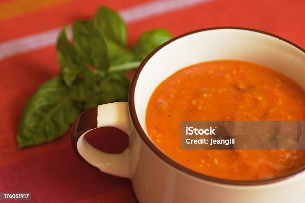 Tomato And Basil Soup Stock Photo - Download Image Now - Basil, Cherry Tomato, Color Image