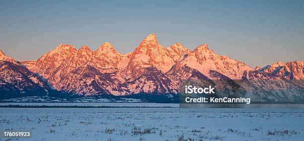 Teton Mountain Range In Winter Stock Photo - Download Image Now - Grand Teton National Park, Winter, Teton Range