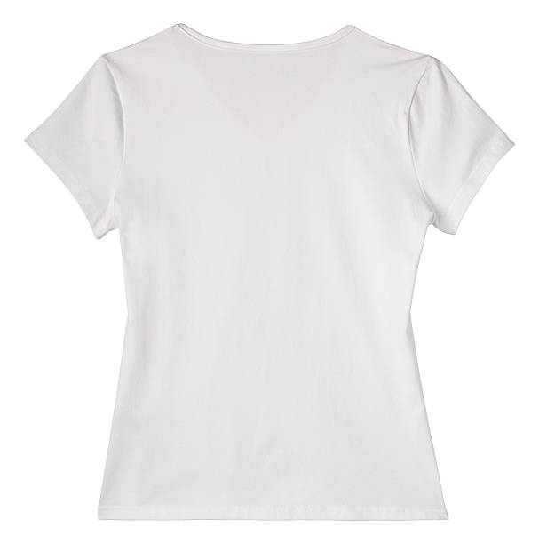 istock Womens Blank White T-Shirt Back with Clipping Path. 176051982