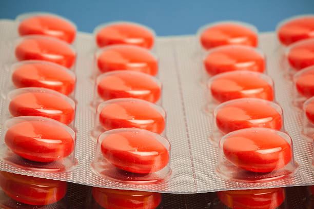 istock Close-up of red pills in blister package 176052005