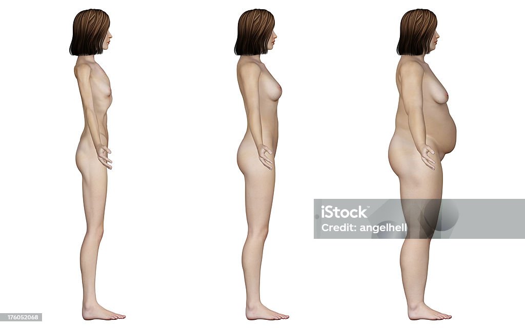 Trois types de corps féminin: Maigre, slim et de poids excédentaires - Photo de Abdomen libre de droits