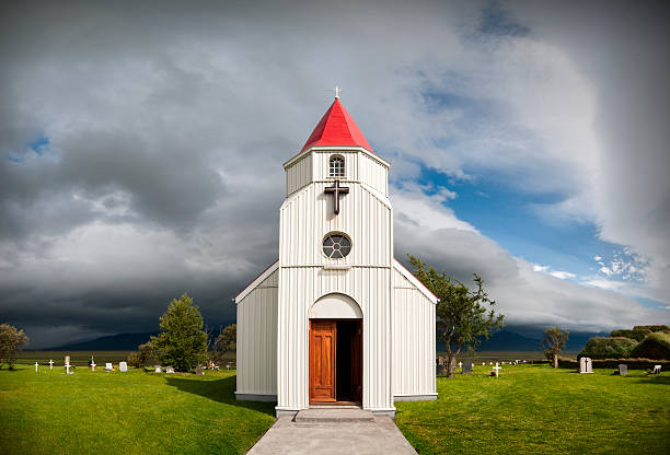 istock White church and cemetery in Iceland 176052527
