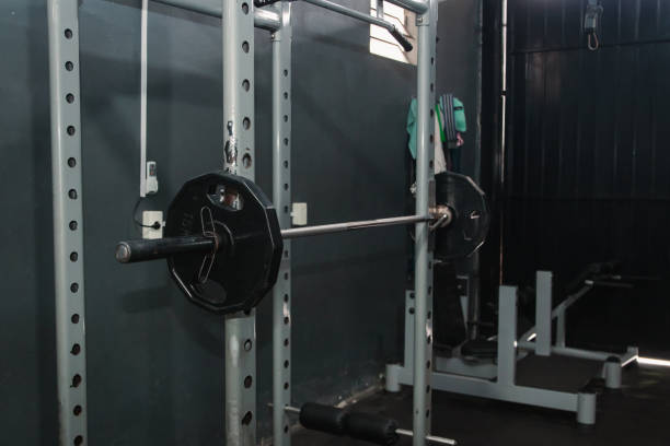 istock Squat cage with the bar on in the gym. 1760526339