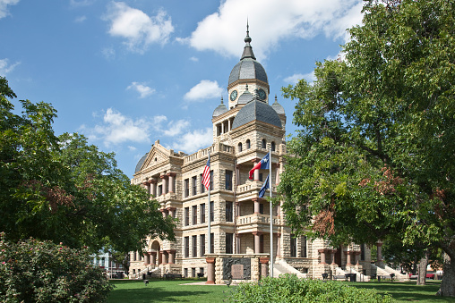 Recently restored Denton County Texas courthouse at North Texas town of Denton. Built in 1896.(To see all my Texas Courthouses, click here)