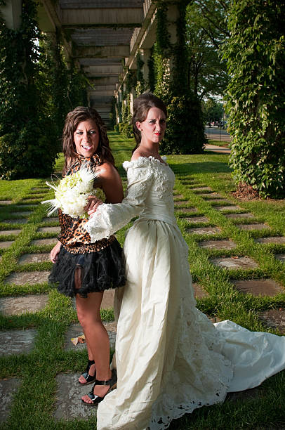 Bride and Maid of Honor Fighting stock photo