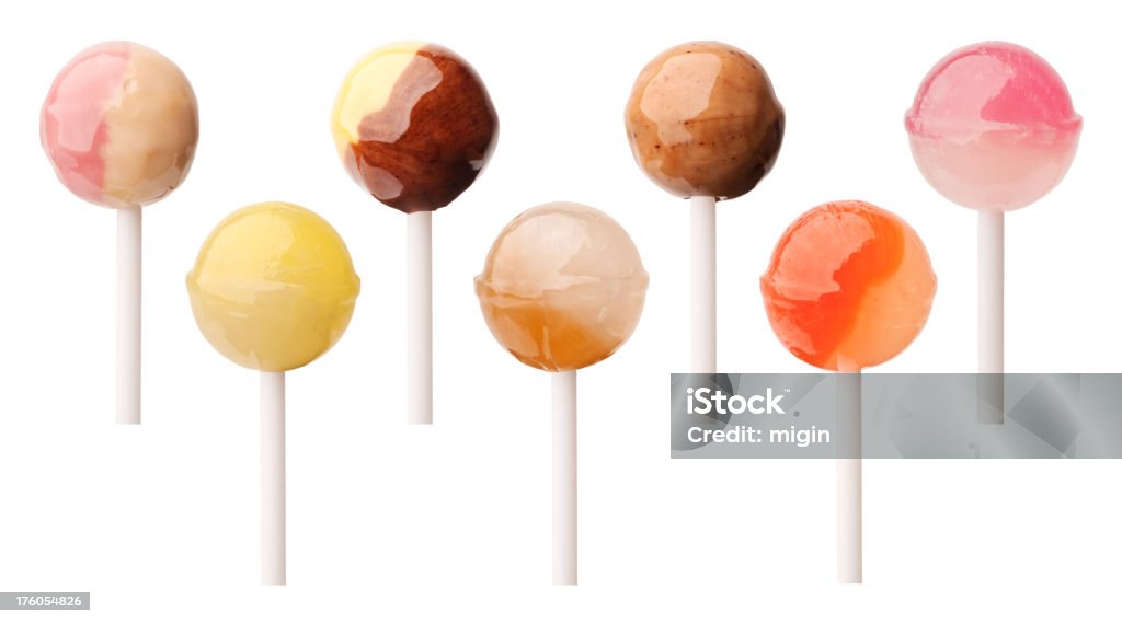 Sete Lollipops isolado a branco - Royalty-free Chupa-Chupa Foto de stock