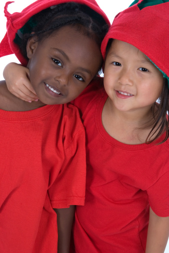Beautiful little girls in red