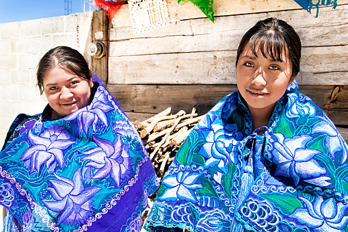 Portrait of two girls in San Juan Chamula, Mexico