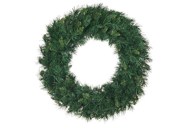istock Green holiday wreath on a white background 176056155