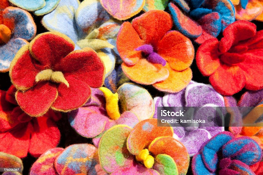 Multi Colored Felt Flowers Abstract Stock Photo