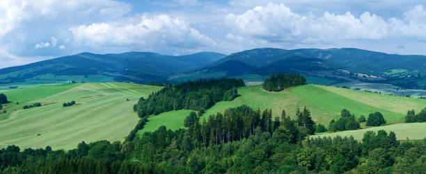Panoramic spring landscape 73MPix XXXXL size - highlands, blue sky