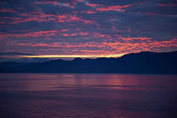 Sunset and mountain near Juneau. Alaska.