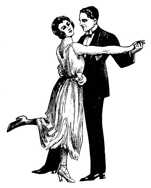 ilustrações, clipart, desenhos animados e ícones de dança casal/antigo design ilustrações - waltzing
