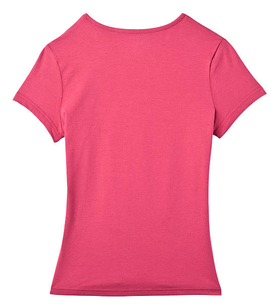 istock Womens Blank Pink T-Shirt Back with Clipping Path. 176057682