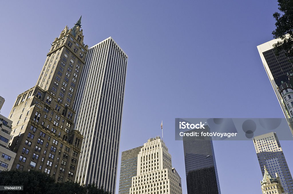 5 th Avenue のデイブレークニューヨークマンハッタンの超高層ビル - 59番通りのロイヤリティフリーストックフォト