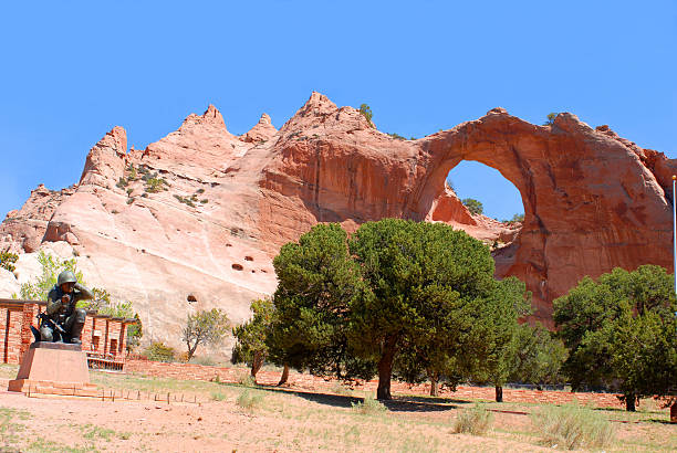 Soldier Guarding Window Rock stock photo