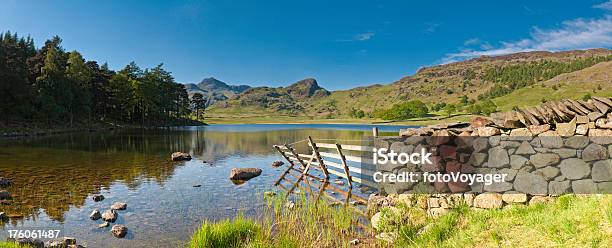 Tranquil Mountain Tarn Traditional Dry Stone Wall Lake District Uk Stock Photo - Download Image Now