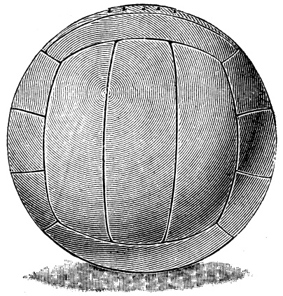 19th-century illustration of a volleyball (isolated on white).CLICK ON THE LINKS BELOW TO SEE SIMILAR IMAGES: