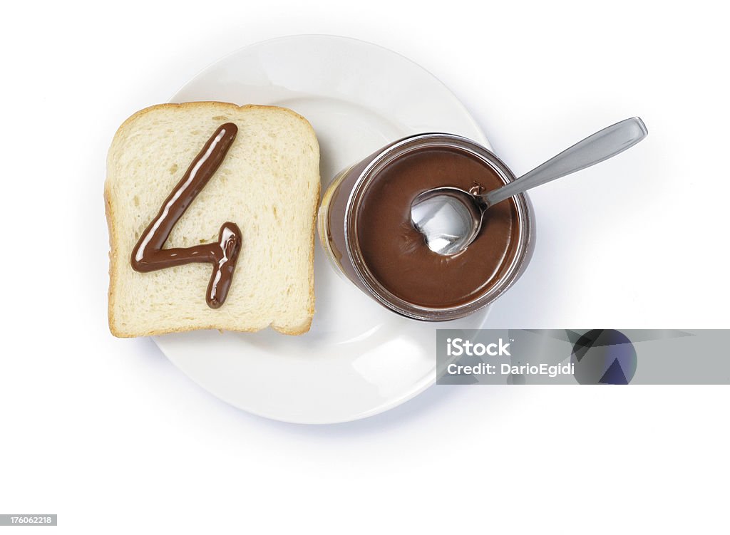 Fortieth anniversario di compleanno con crema di cioccolato e pane - Foto stock royalty-free di Cioccolato