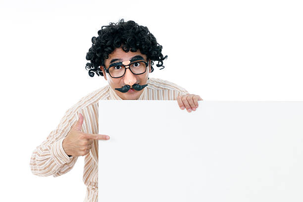 istock Goofy guy holding a signboard 176062552