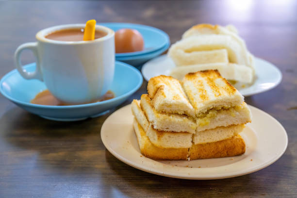 istock Traditional breakfast set and coffee, boiled eggs and toast, popular in Singapore 1760626072