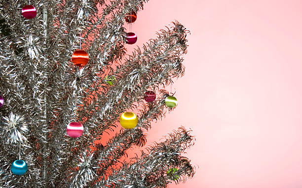 Decorated Aluminum Christmas Tree stock photo