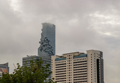 Dark clouds massed office building of Hong Kong
