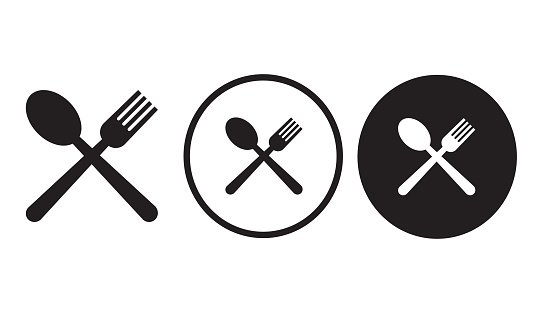 icon restaurant black outline for web site design 
and mobile dark mode apps 
Vector illustration on a white background