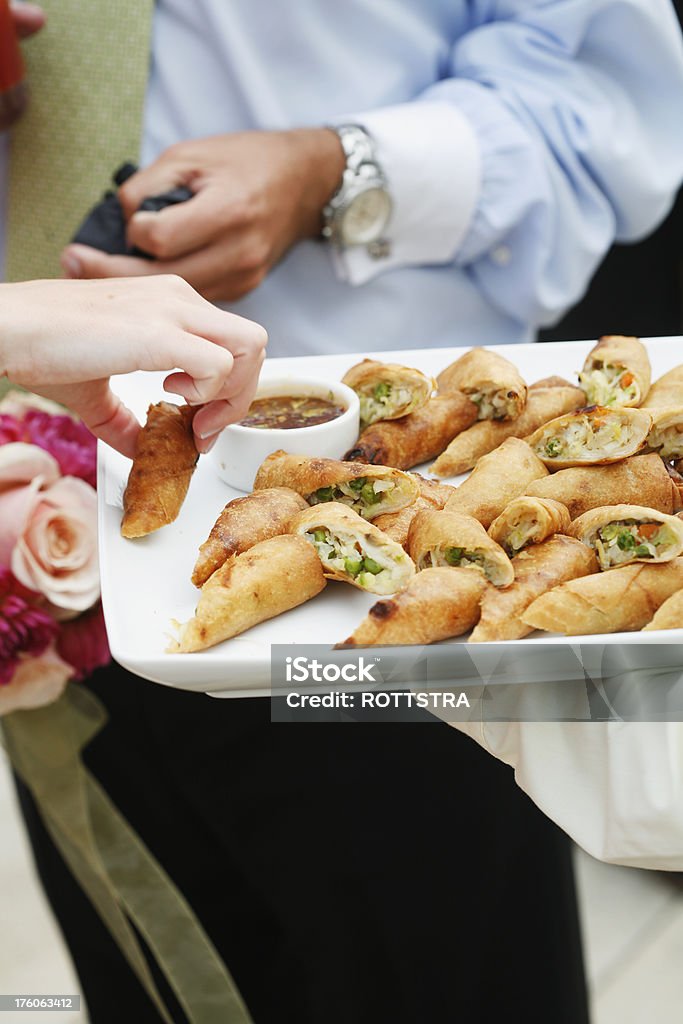 Spring Rolls and Dip Spring Rolls and Dip at a party.Shot selective focus and with macro. Banquet Stock Photo