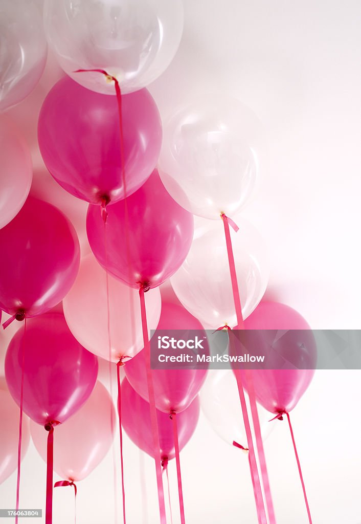 Pink Balloons Party balloons on ceiling.More party pics: Anniversary Stock Photo
