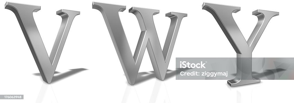 3D Letters Set 3D Letters Set V, W, Y. Each can be easly separated. Alphabet Stock Photo