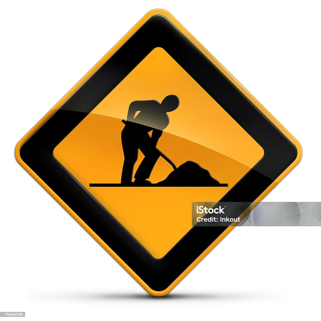 men at work Placa de estrada - Foto de stock de Amarelo royalty-free