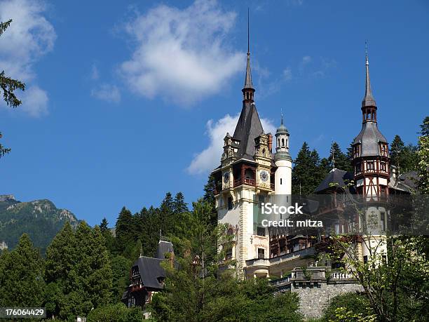 Peles Castle Romania Side View Stock Photo - Download Image Now - Architecture, Built Structure, Carpathian Mountain Range