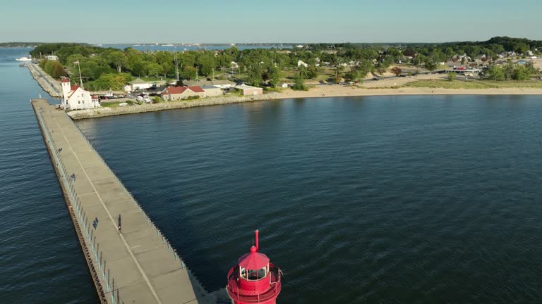 Looking from the channel marker lighthouse to the shore in early Autumn.