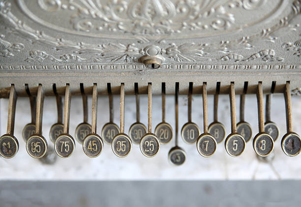 istock Keys on an old fashioned antique cash register 176066009