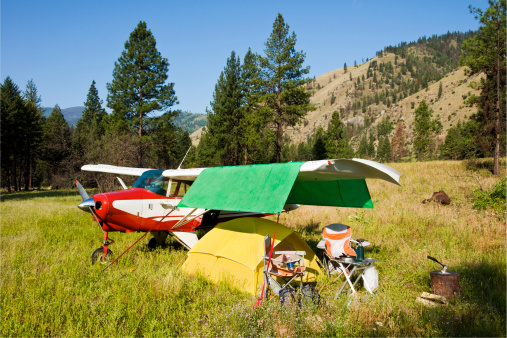 Airplane Camping in IdahoPiper tripacer camping at wilson Bar.