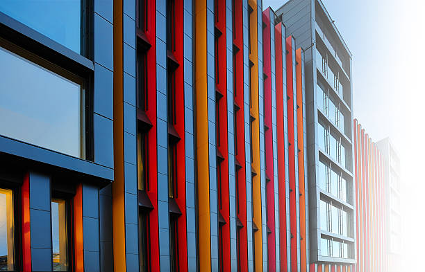 istock Modern colorful facade against blue sky 176066481