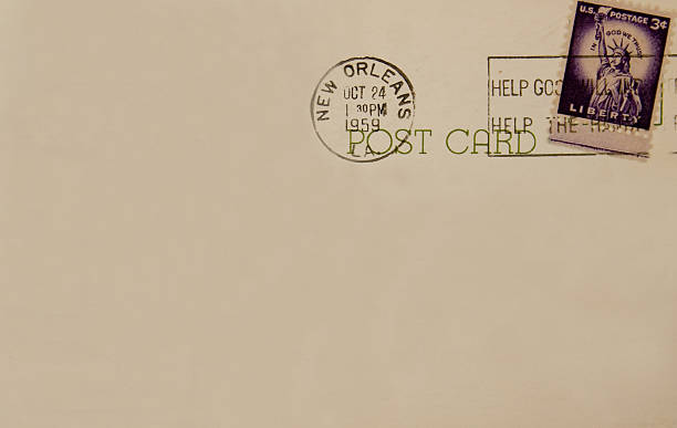 istock Antique 1959 postcard back New Orleans Postmark 176066723