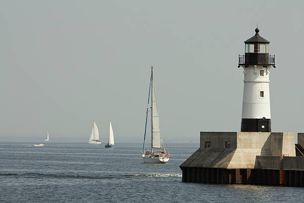 istock Sailboats & Lighthouse in Duluth Harbor, Minnesota 176067053