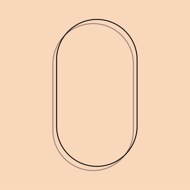 Bogen, Rahmenbogen, Oval, Rund. Abstraktes buntes minimalistisches lineares Designelement, geometrische Form, moderne Bogenform. – Vektorgrafik