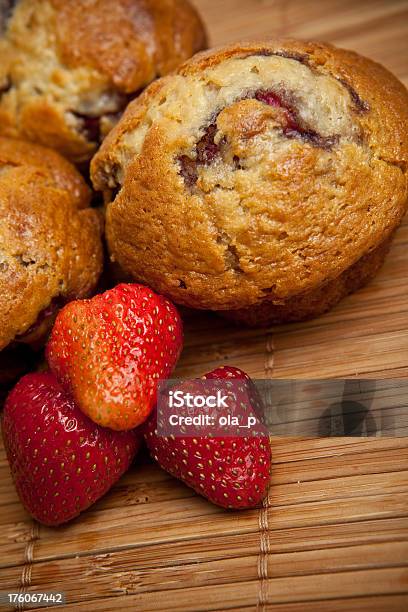 Muffins With Strawberries Stock Photo - Download Image Now - Muffin, Strawberry, Baked
