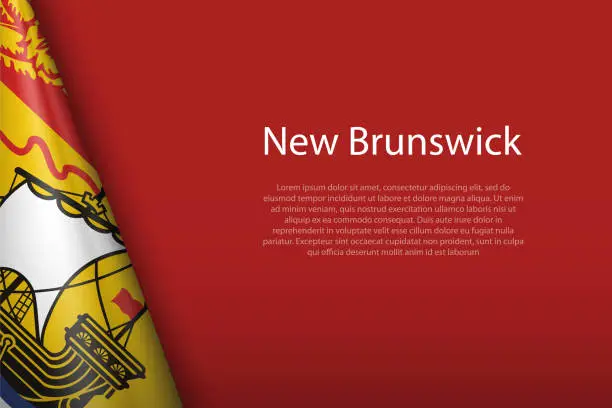Vector illustration of flag New Brunswick, state of Canada, isolated on background with copyspace