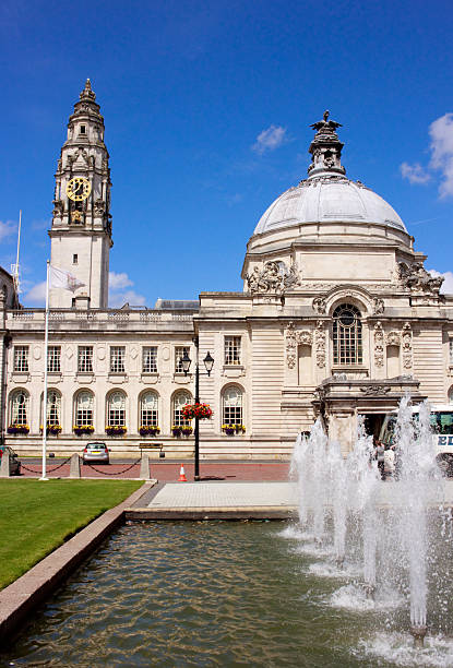 istock City Hall Cardiff and fountain 176067749