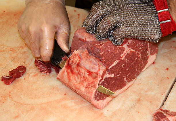 Butcher Cutting Beef