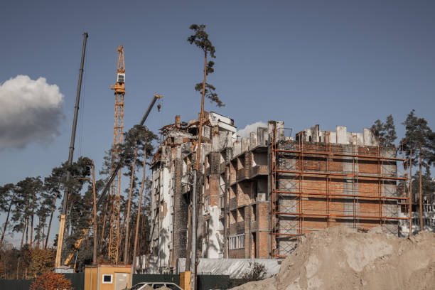 View of demolition of a building.