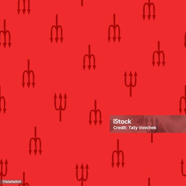 Vector Seamless Pattern With Devil Fork On Red Devil Pattern Halloween ...