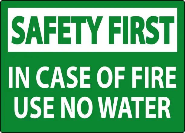 Vector illustration of Danger Sign Danger - In Case Of Fire Use No Water