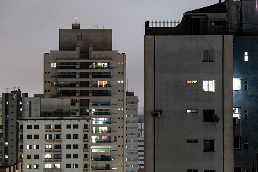 Night view of building windows in Londrina Paraná
