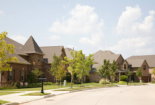 View of modern residential neighborhood in Bismarck, North Dakota.  Clean streets, clean air and a  relatively low crime rate create a favorable environment for family.