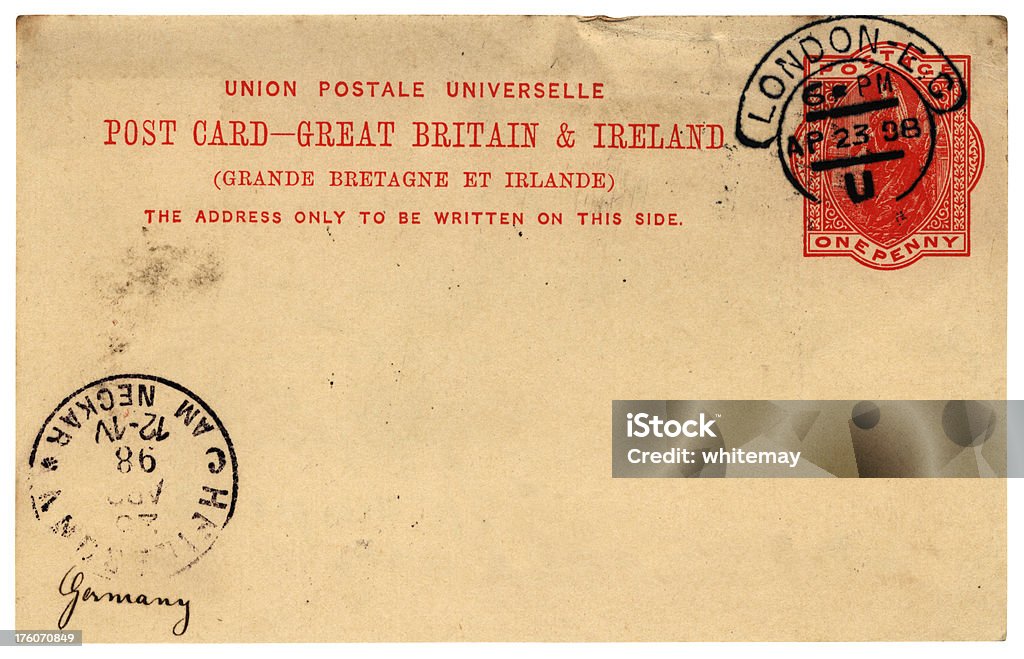 Brytyjskie Kartka pocztowa do Niemiec, 1898 - Zbiór zdjęć royalty-free (Victoria I)